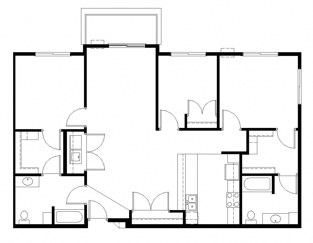 Floor plan for 3 beds, 2 baths, 1351 sqft